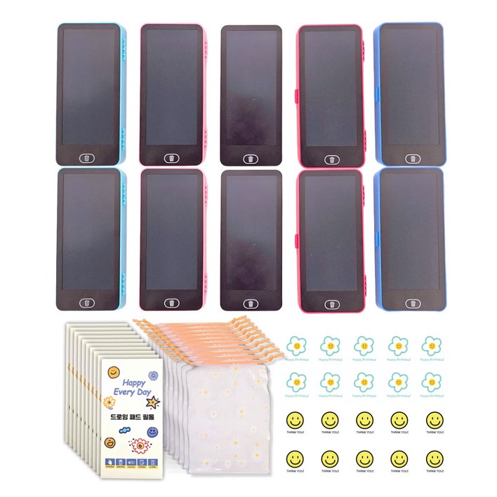 미포리댁 어린이집 생일 답례품 선물 유치원 구디백 유아 LCD 드로잉패드 필통, 10개, 드로잉패드 필통데이지 조리개 세트