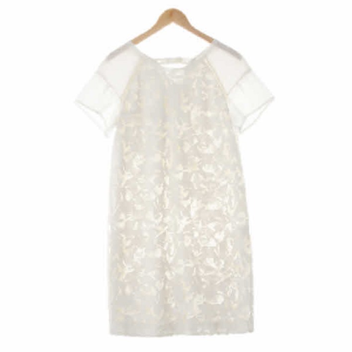 7236 더아이잗 화이트 면혼방 번아웃메쉬반팔원피스 8890
