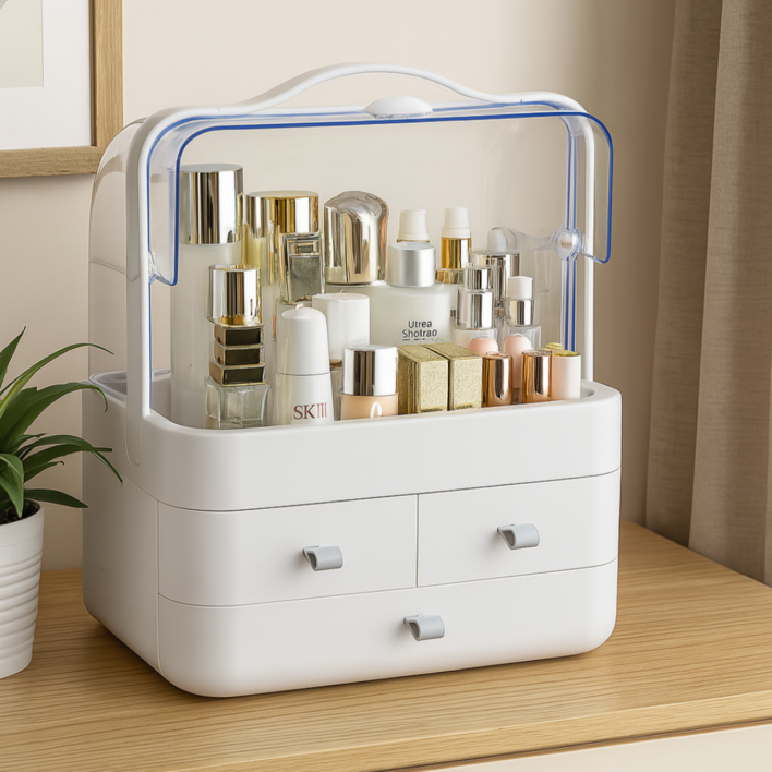 픽버디 고급 서랍형 화장품 정리함, 화이트, 1세트