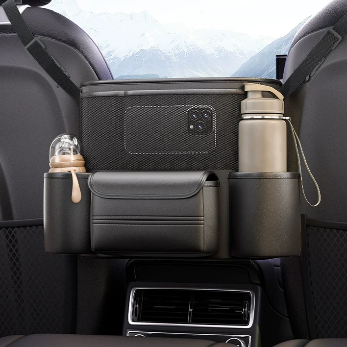 볼리오 다용도 자동차 뒷좌석 센터 콘솔 수납함 수납 포켓, 블랙