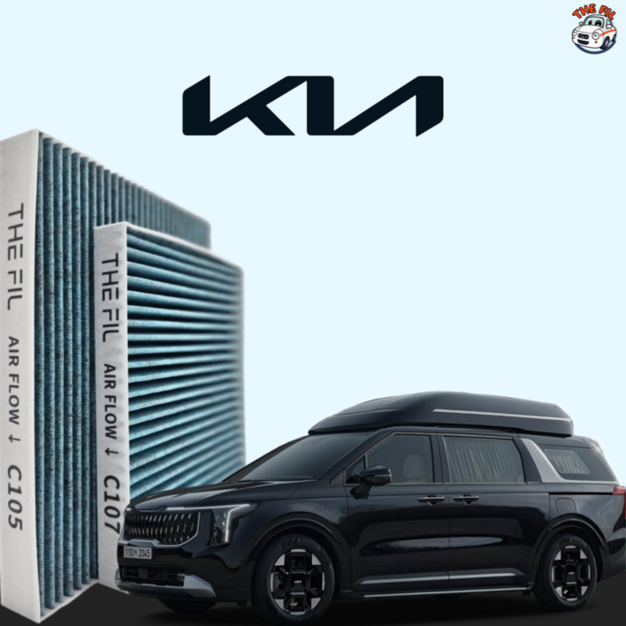 카니발 전후면 세트 더필 PM0.3 자동차 활성탄 에어컨 필터, 5세트, 더 뉴 카니발 KA4 하이리무진 전후면 105 107