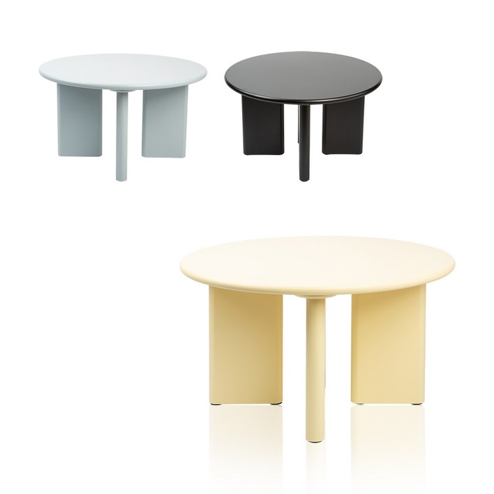 미드 가정 카페 커피숍 업소용 사이드 테이블 (3color), 크림옐로우 원형테이블1000
