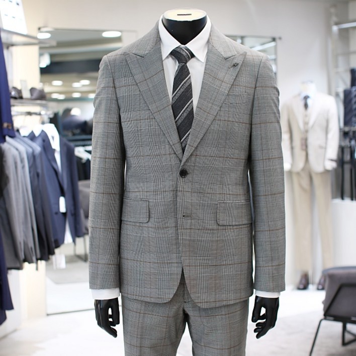 지이크 파렌하이트 23SS 봄여름 남성 클래식핏 피크드라펠 빅 글렌체크 정장셋트 FGJAA2331