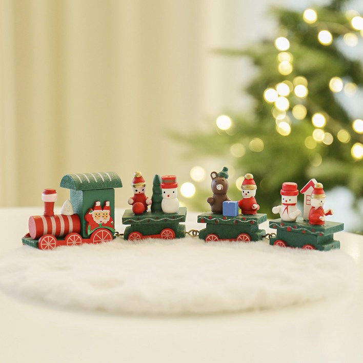 이플린 크리스마스 미니어처 나무기차 + 원형 러그 세트 크리스마스미니장식