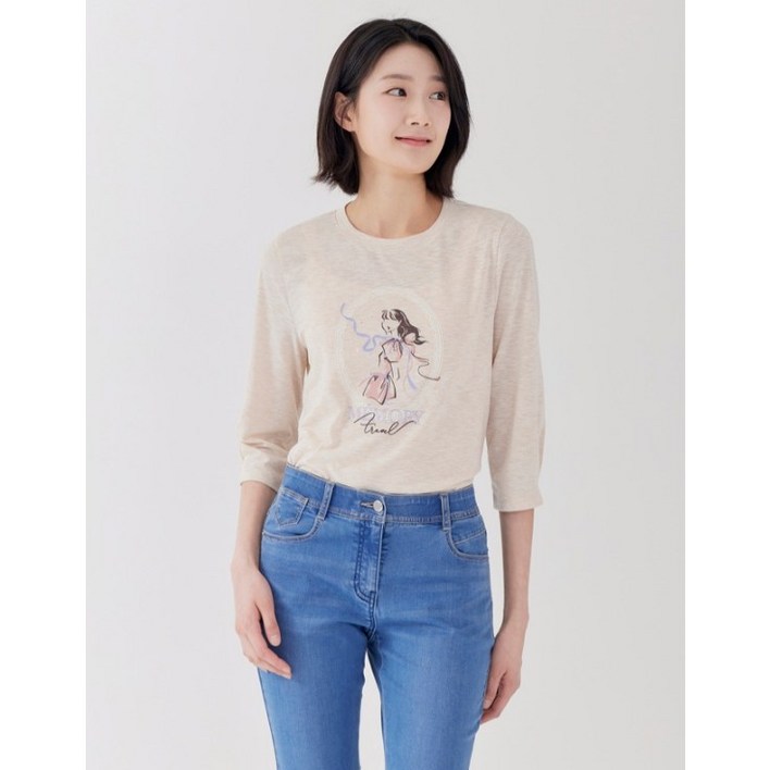 지센 슬럽 세레나 라운드 7부 티셔츠 LCTSP322