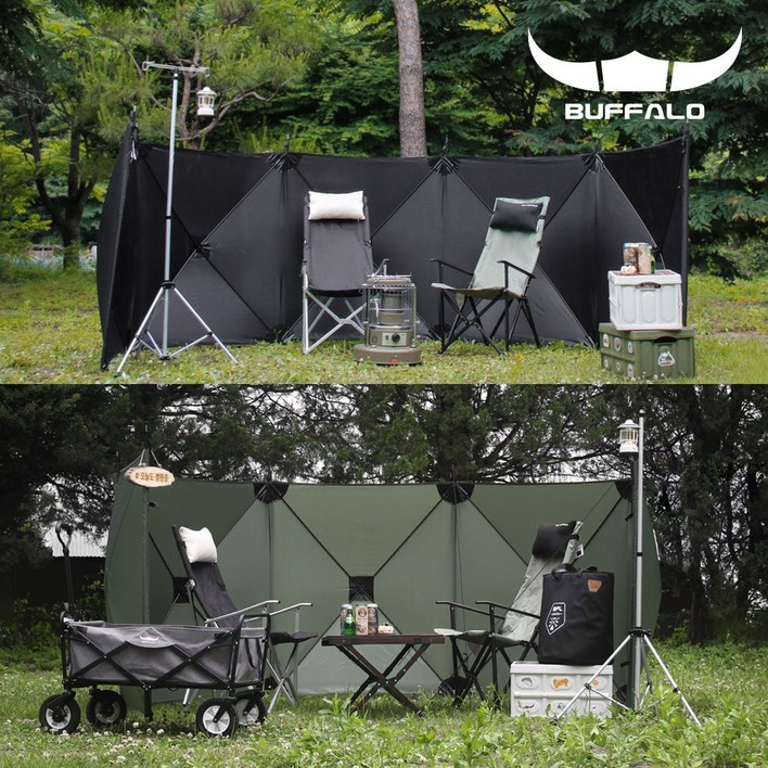 버팔로 캠핑 5면 오토 윈드 스크린 원터치 바람막이, 5면오토윈드스크린_카키