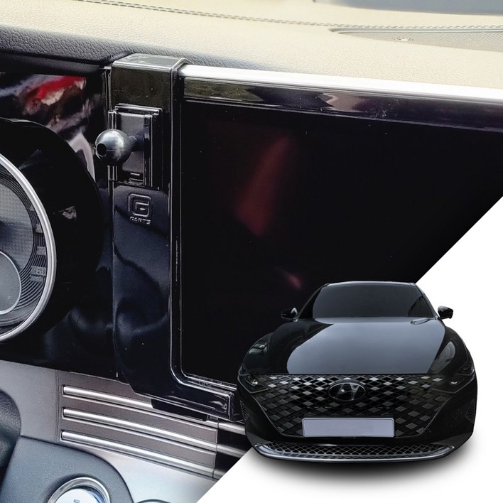 그랜저IG 더뉴그랜저IG 네비장착 전용 하이그로시 핸드폰거치대 + 무선충전기 세트, 1개