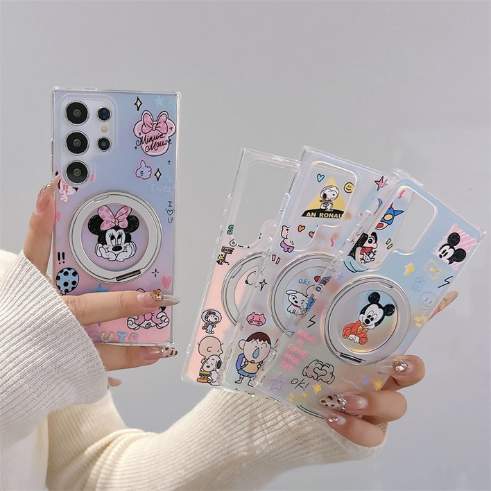 맥세이프 호환 링 홀더 캐릭터 실리콘 슬림 갤럭시 S25 S24 S23 S22 플러스 울트라 FE 케이스