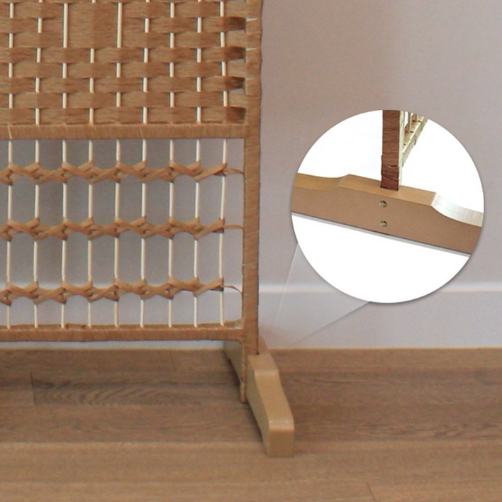 리빙엔터 인테리어파티션 라탄파티션 칸막이 가리개 가림막 병풍 공간분리 자바라칸막이, 받침대1세트낱개2개브라운