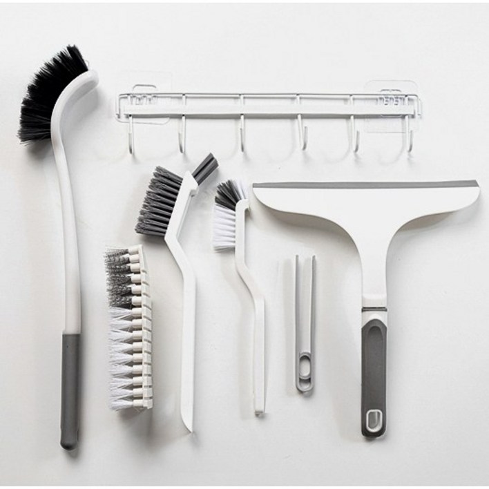 모던라움 욕실 화장실 청소솔 세트 7종 다용도 스퀴지 고리포함 청소 도구, 1세트, 화이트