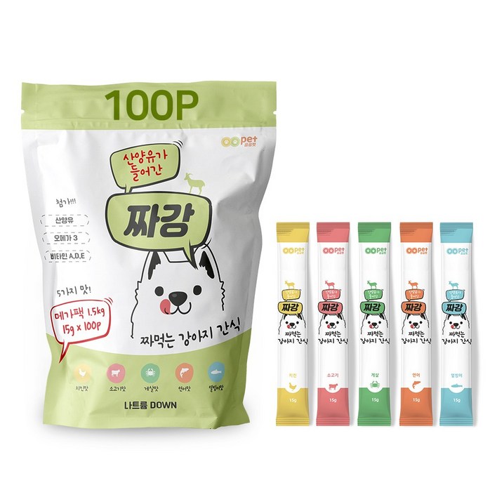 짜강 산양유 퓨레 강아지간식 대용량, 1개, 1.5kg, 치킨20 소고기20 연어20 게살20 열빙어20
