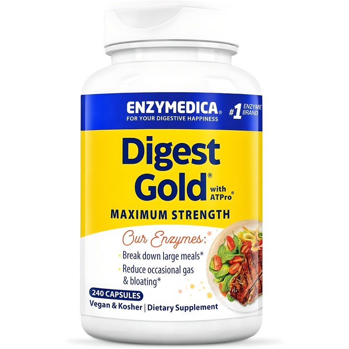 Enzymedica 다이제스트 골드 AT프로 캡슐, 240정, 1개 Enzymedica 다이제스트 골드 AT프로 캡슐, 240정, 1개