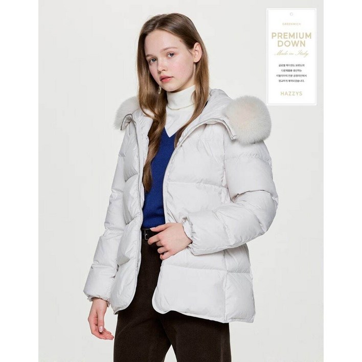 국내백화점 헤지스 레이디스 탈착카라 패딩점퍼