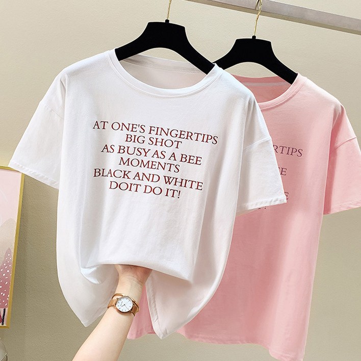 여성 데일리 레터링 프린팅 오버핏 박시 반팔티