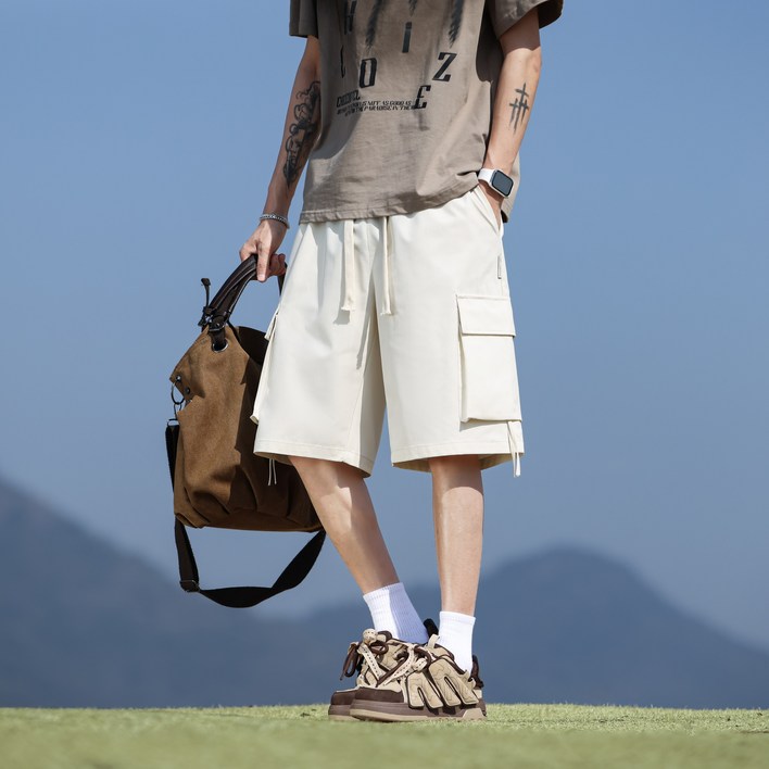 LOKEXING 여름 남자 카고 반바지 슬랙스 반바지 카고바지 반바지 바지