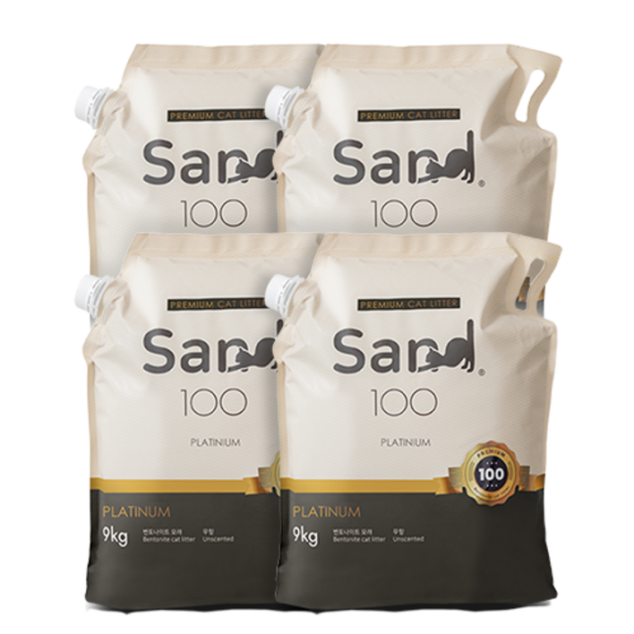 샌드백모래 대용량 플래티넘 벤토나이트 고양이모래, 9kg, 4개