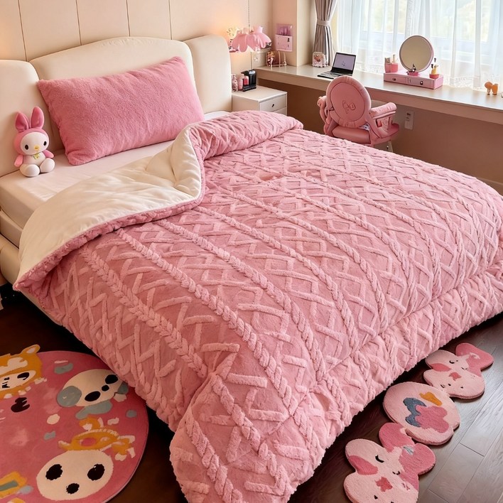 POPSONIC 극세사 솔리드울캐시미어 겨울 이불 양면 두꺼운 이불