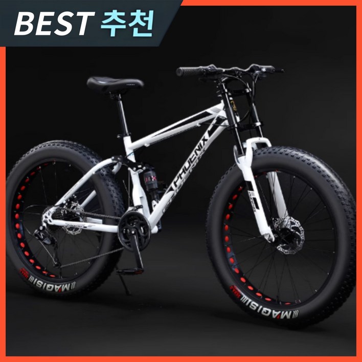 대진스포츠 튼튼한 펫바이크 팻바이크 자전거 광폭 타이어 바퀴큰 명품 배달용 출퇴근, 1개, 180cm, 24단 스포크휠 흰색