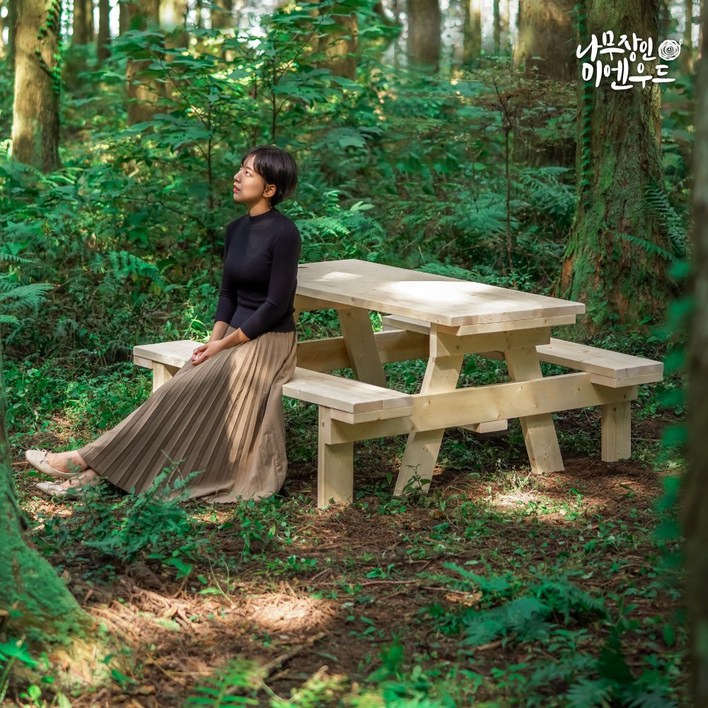 올리브가구 일체형 야외원목테이블 카페테이블 야외평상 바베큐그릴 파라솔 별도 야외테이블세트, 02일체형 무도색 8인용