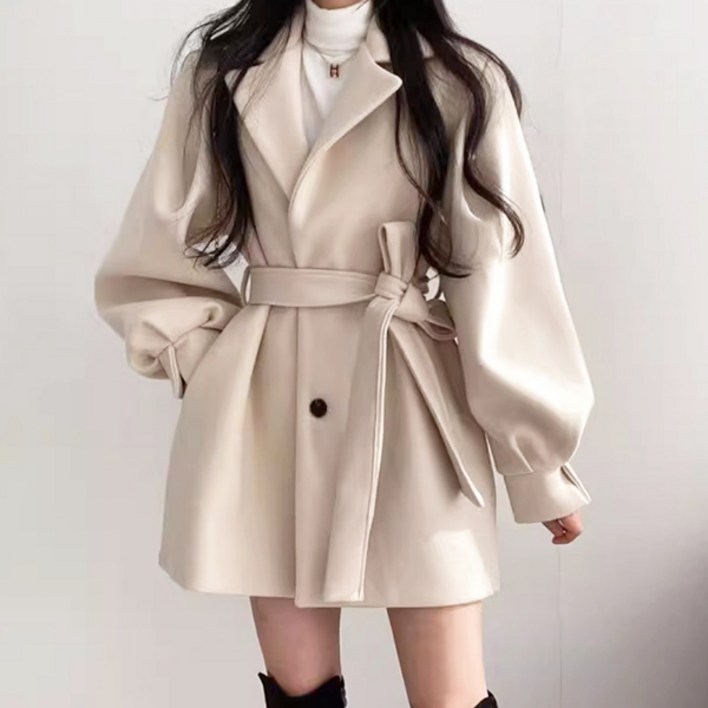 온율 퍼프 정장 하프 코트