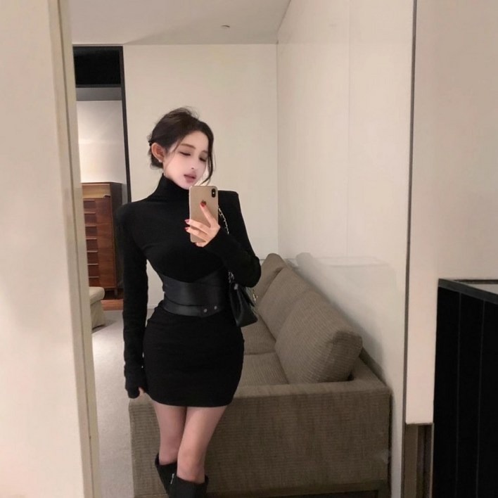 쫑쫑이의 HARU 터틀넥 원피스 여성복 고급스러운 스커트 스커트 도매 11 배송요청사항에 원하는 색상 기재