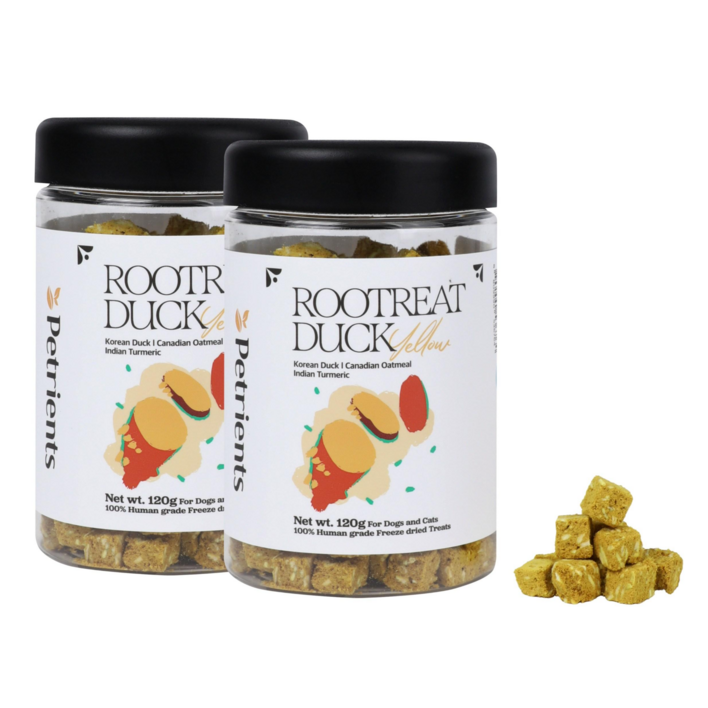 펫트리언츠 반려동물 루트릿덕 오리 동결건조 간식 생 야채 과일 토핑 식이섬유 트릿, 2개, 120g, 옐로우 인도산 강황