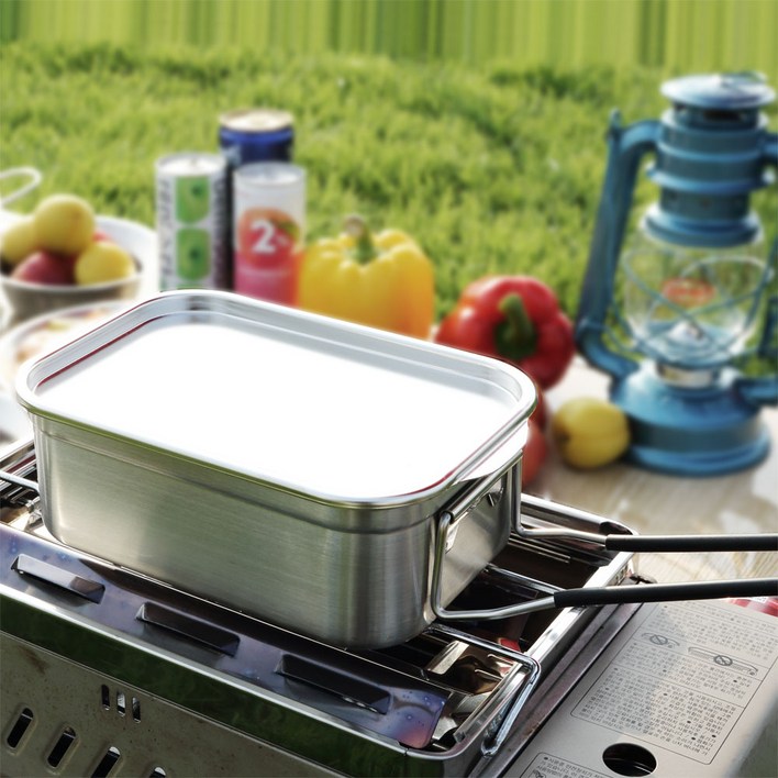 아베라 포스코 304 스텐 캠핑 반합 2.4L 사각 코펠 냄비 뚜껑 세트