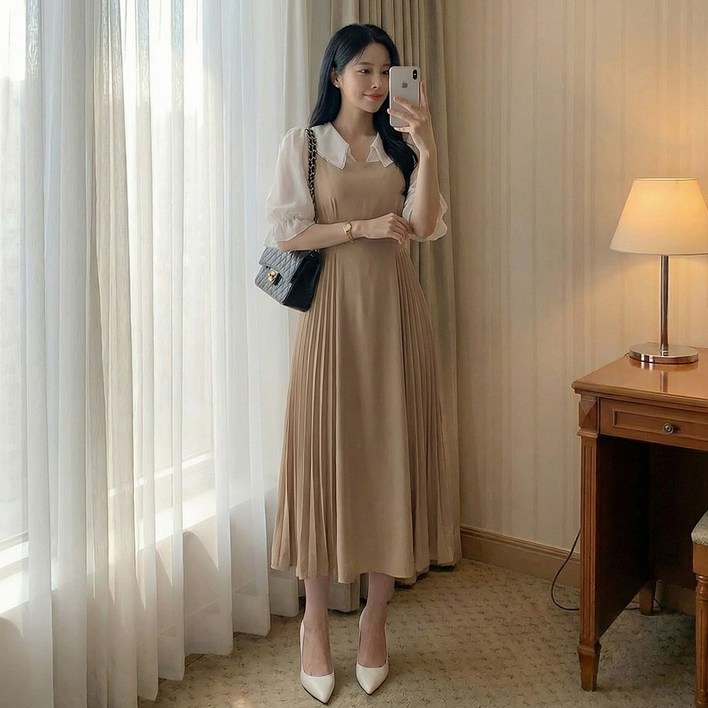 글램디브 르아네 뷔스티에 플리츠 롱원피스 세트 AI1225