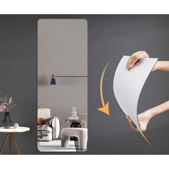 아미성 부착형 아크릴 전신거울, 직사각라운드코너, 투명