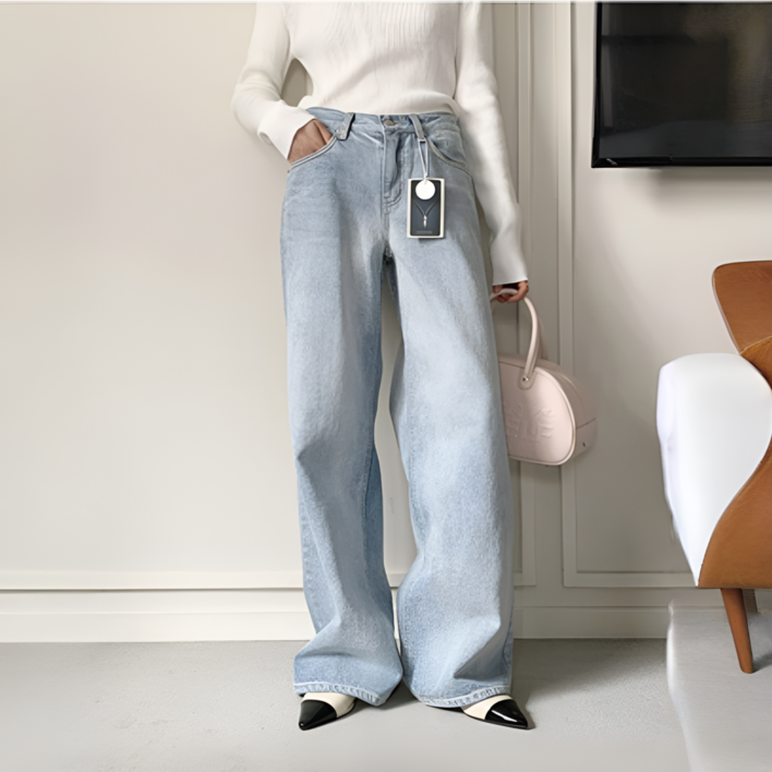 국내생산 모노디 여성 여자청바지 샌드 워싱 와이드 팬츠