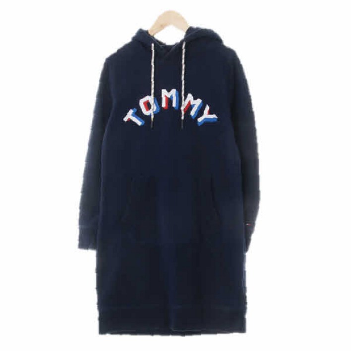 7816 토미힐피거 네이비 면 그림자입체빅로고후드원피스 XS
