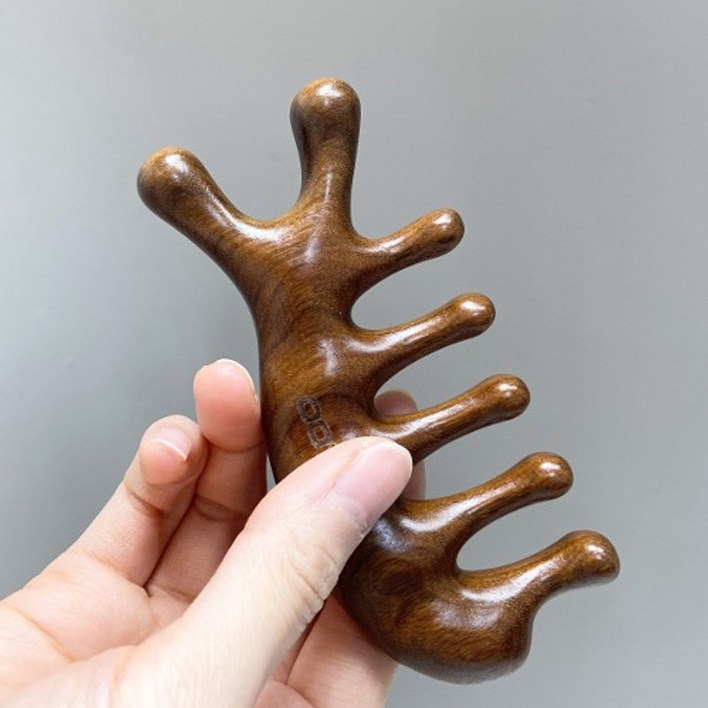 에끌라두 골든 샌달우드 괄사 (마사지 툴) 바디 페이스 경락, 1개, 단일색상