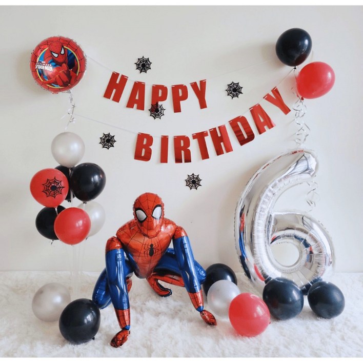 AM ANNA 스파이더맨 캐릭터 배트맨 캐스트 풍선 생일 세트 파티 용품 슈퍼 히어로 아이