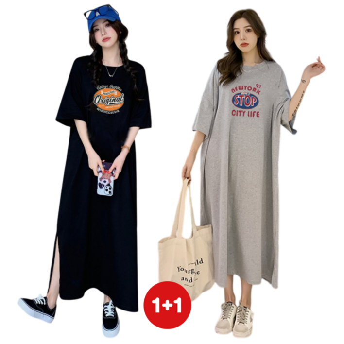 엔젤리크 11 오리지널 오버핏 트임 롱 원피스 2종