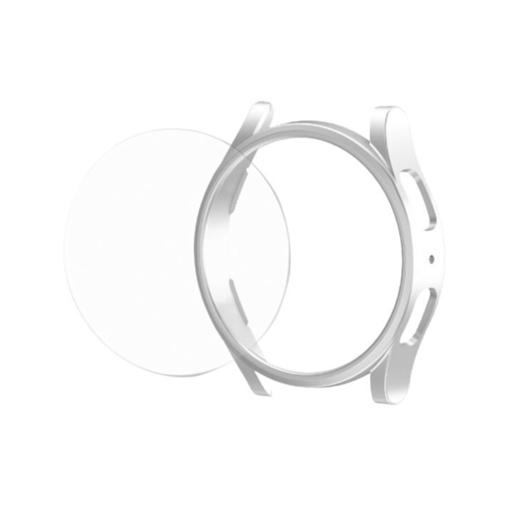갤럭시워치 6 5 4 클래식 프로 범퍼 케이스 하프 프레임 액정보호 필름 투명케이스 40 44 43 47 42 46mm, 실버