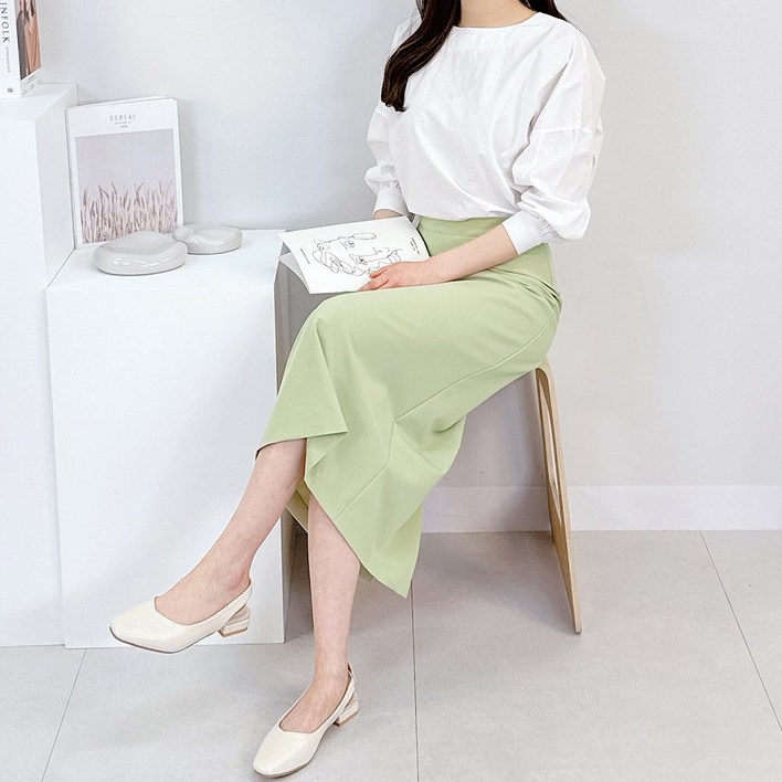 여성 빅사이즈 H라인 롱치마 55100 정장 하객룩 스텔라 롱스커트