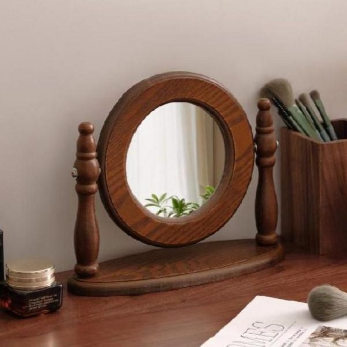 유럽풍 탁상거울 프렌치 스탠드 앤틱 화장대 소형 거울 나무