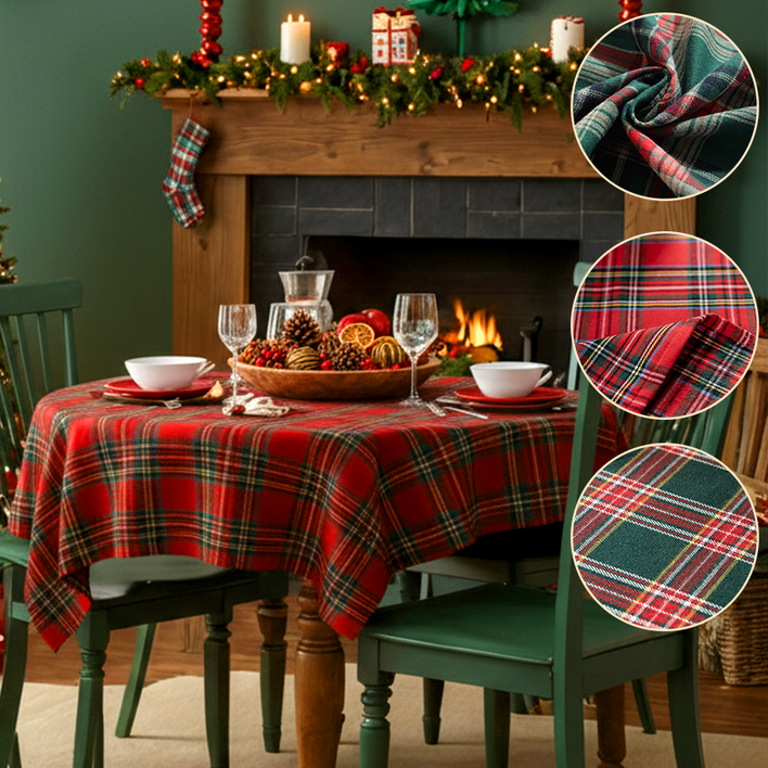 테이블보 키친 테이블보 홈파티 연말파티 테이블세팅 소품 이벤트 2인 4인 6인, 6인200X140cm, 빈티지 레드, 1개