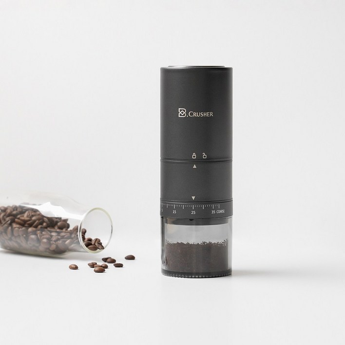 커피그라인더 홈카페 가정용 캠핑용 휴대용 자동 원터치 전동 커피 원두 분쇄기글라인더 그라인드 그라인더, 블랙