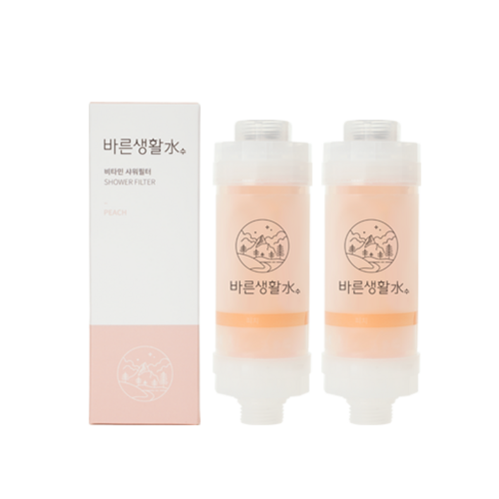 바른생활수 녹물 염소 제거 비타민 샤워필터, 2개, 피치 바른생활수 녹물 염소 제거 비타민 샤워필터, 2개, 피치