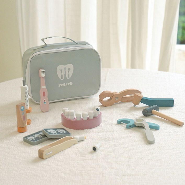 폴라비 원목 치과놀이 세트 유아 병원놀이 의사놀이 장난감 3세 4세 5세
