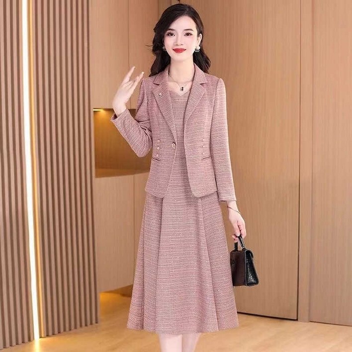50대 하객룩 긴팔 중년 원피스 자켓 투피스 세트 봄 가을 60대 캐주얼 정장 엄마 옷