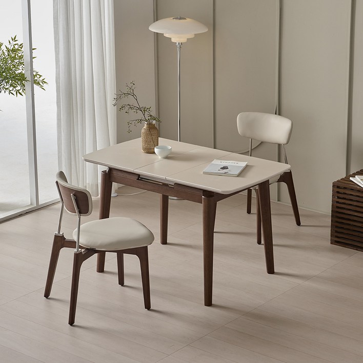 오크빌 지헨 확장형 세라믹 원목 식탁 테이블 2인 4인 950 1200