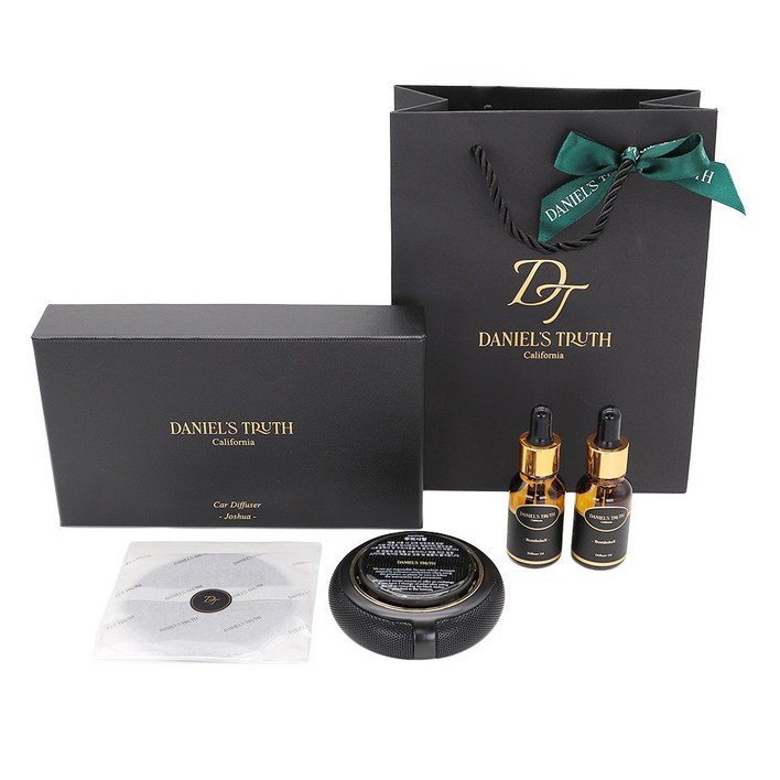 백화점정품 다니엘트루스 카 디퓨저 조슈아 본체15ml 리필오일 2개입 태양열 회전 디퓨저, 1세트, 밤쉘