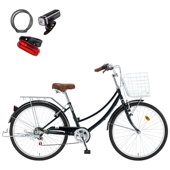 2026 삼천리 26 선데이 자전거 7단 클래식 시티형자전거, 1개, 171cm, 펄 다크 그린