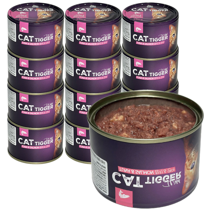 사조 캣티거 와일드 고양이 간식 습식캔 참치&연어, 160g, 12개, 혼합맛