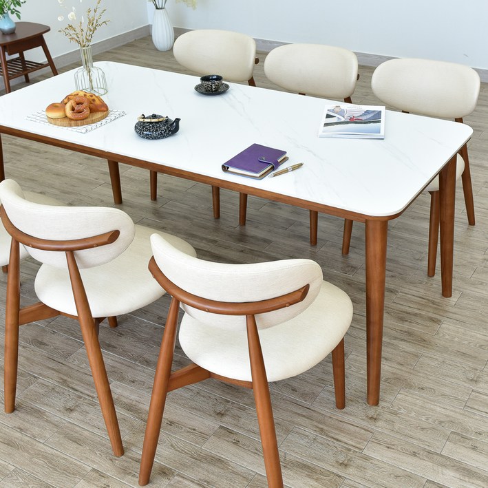 이즈네이처 누베 세라믹 식탁 방문설치, 비앙카화이트, 6인용