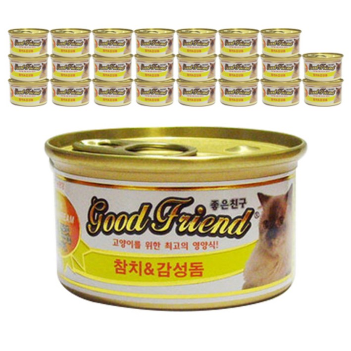 굿프렌드 고양이 간식캔 85g, 참치  감성돔 혼합맛, 24개입
