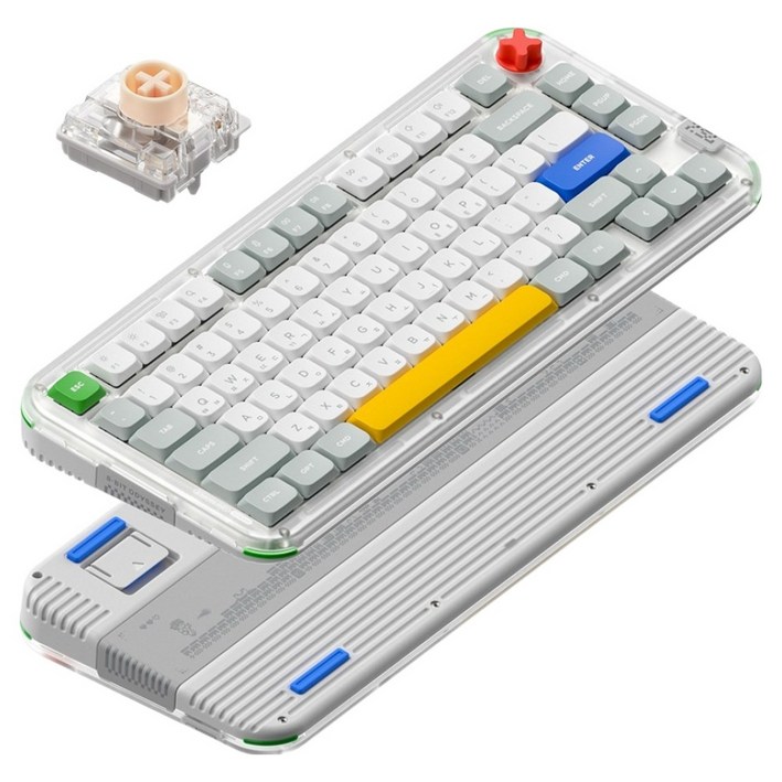 누피 로우 하이 듀얼 프로파일 커스텀 기계식 유무선 텐키리스 키보드 나노, KICK75, 레트로 그레이, 저소음 블러시축