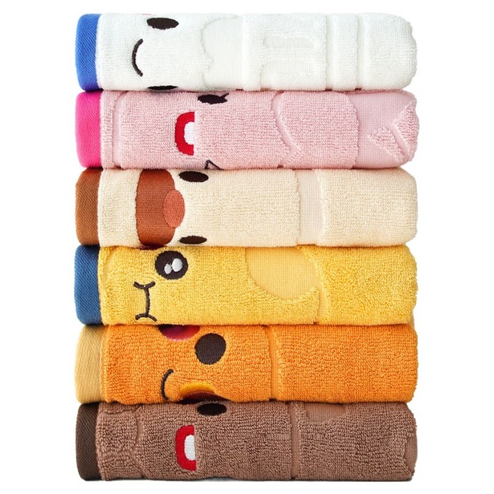 충무타올 브레드이발소 30수 코마사 자가드 캐릭터 세면수건 6종 세트, 6종, 1세트